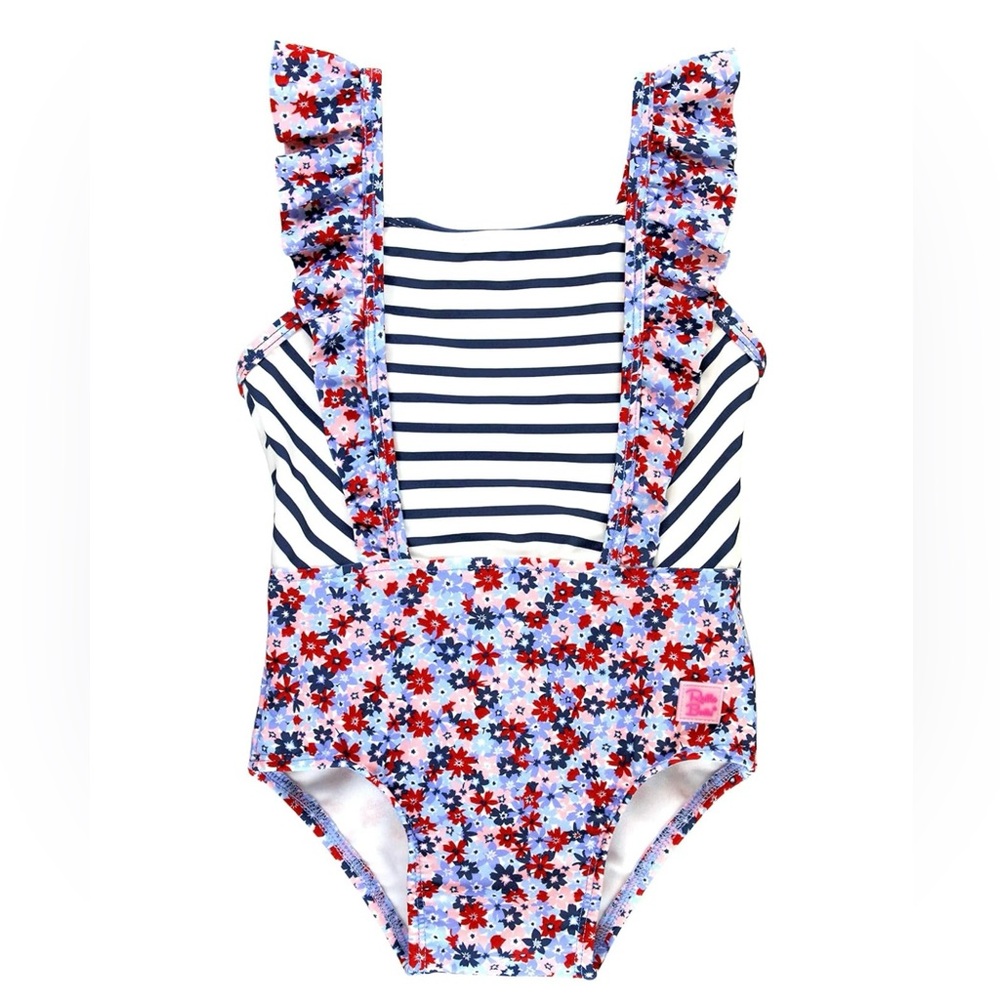 NWT RuffleButts Pinafore One Piece Swimsuit Size 8